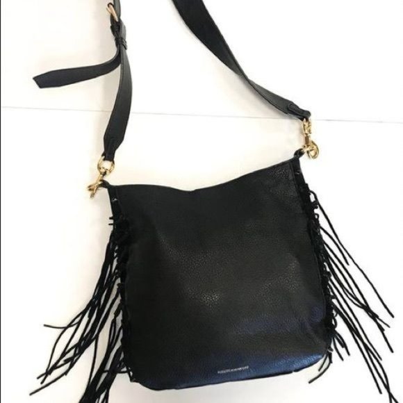 Rebecca Minkoff Lima Hobo Black Suede Leather Crossbody Bag w/o Fringe - Picture 2 of 12